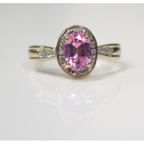 88 - A 9ct Yellow Gold and Pink Topaz Dress ring, size L, 2g