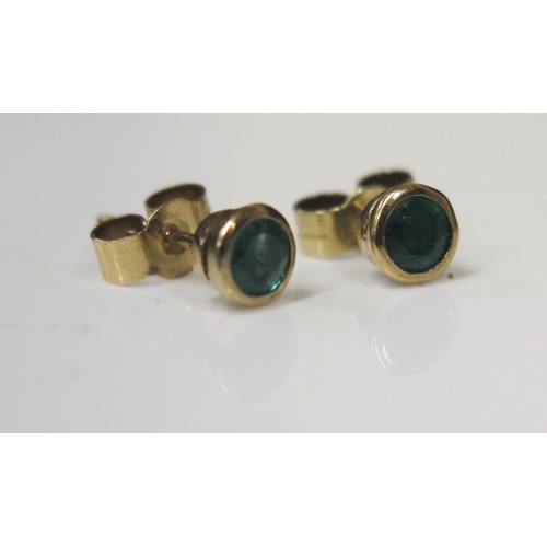 94 - A Pair of 9ct Yellow Gold and Emerald Stud Earrings, 0.8g