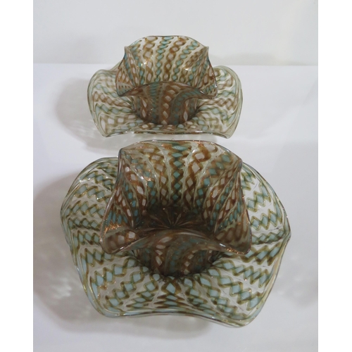 395 - A Pair of Venetian Murano Glass Bowls with stands, 19cm diam.