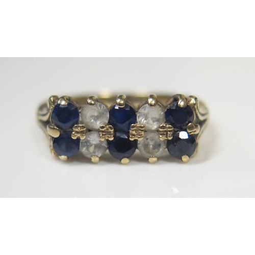 1845 - A 9ct Yellow Gold, Sapphire and White Stone Ring, size M, 2.6g