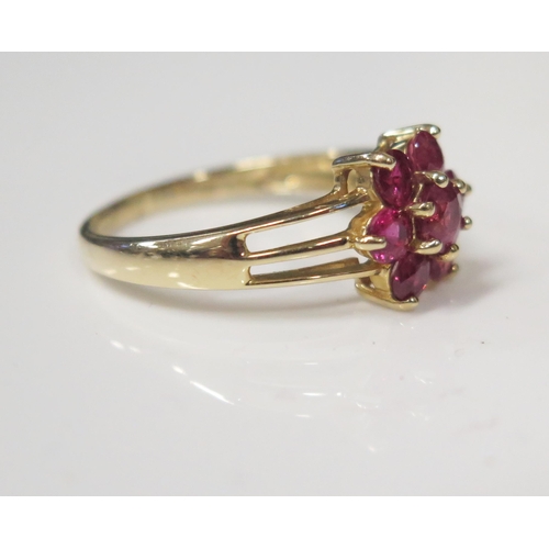 1897 - A 14K Yellow Gold and Ruby Dress Ring, 12mm head, size S3.5g