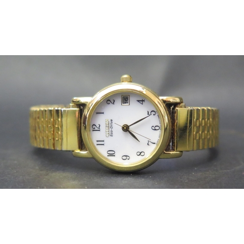 1649 - A Ladies CITIZEN Eco-Drive Gold Plated Wristwatch, running