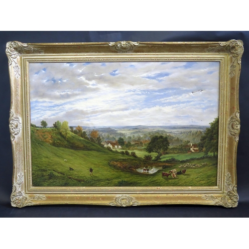 100a - H.H. Horsley 1861, View from Colton nr. Rugley, oil on canvas, 75x50cm, framed