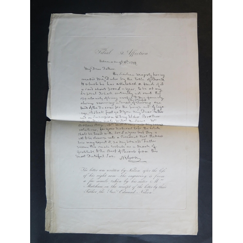 108 - Filial & Affection, a print of Nelson's letter to his father after losing his right arm