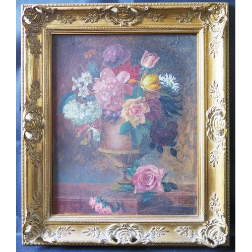 113 - Etienne, floral still life, oil on canvas, 52.5x42cm, framed