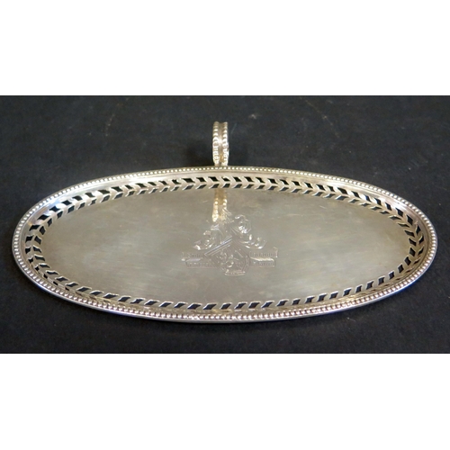 1256 - A George V Irish Silver Tray with scroll handle, beaded and pierced foliate border and engraved with... 