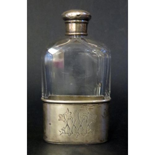 1261 - A Victorian Silver Mounted Slice Cut Glass Hip Flask, London 1891, Brockwell & Son