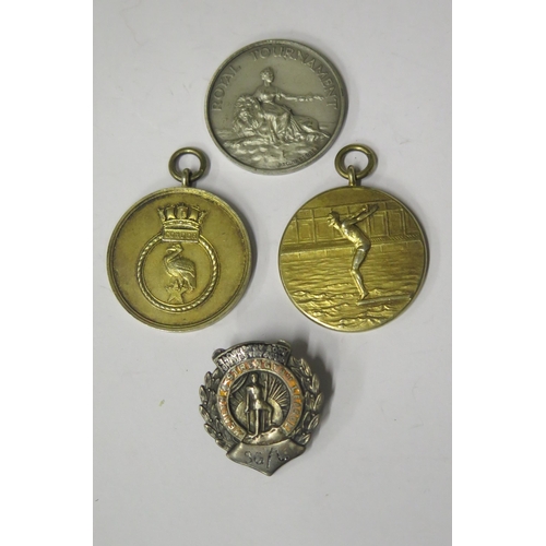 1358 - Three Silver Medallions and a badge, 61.6g