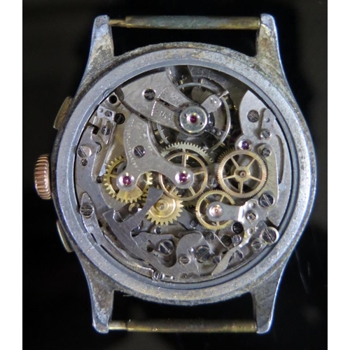 1651 - A 1950's Gent's Chronographe Suisse Steel Cased Wristwatch, caseback no. 1052. Overwound, balance wh... 