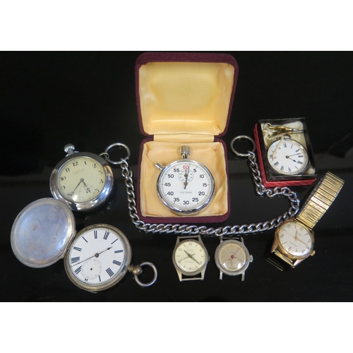 1652 - A Silver Cased Keywound Pocket Watch (A/F), lady's silver cased fob watch (A/F), Oris  and Duke wris... 