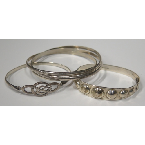 1656 - A Selection of Silver Bangles, 55.9g