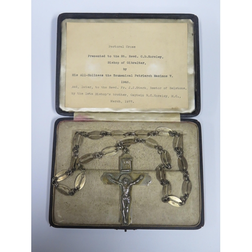 1659 - A Cased Russian Silver Gilt Crucifix (93mm drop) with note 