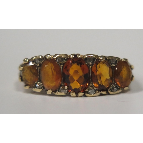 1670 - A Modern 9ct Yellow Gold Citrine and Diamond Dress Ring, sizeO.5, 5.1g