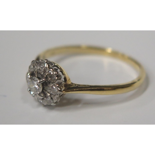 1707 - An 18ct yellow Gold and Diamond Cluster Ring, 9mm spread, size S, 3g