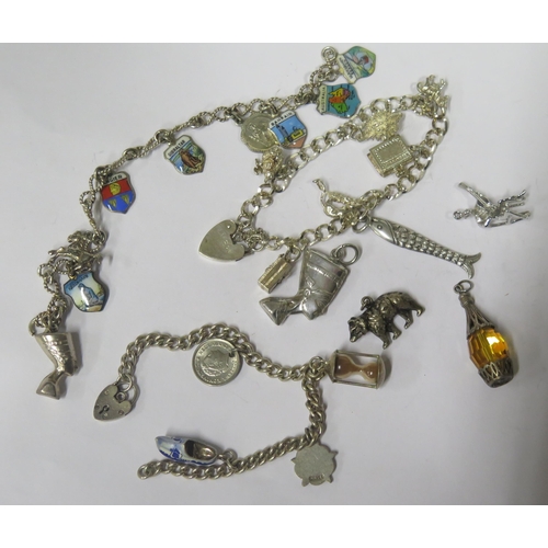 1719 - Three Silver Charm Bracelets and loose charms, 72g