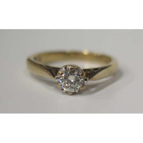 1726 - A 9ct Yellow Gold Solitaire Diamond Ring, .25ct, size J, 2.2g