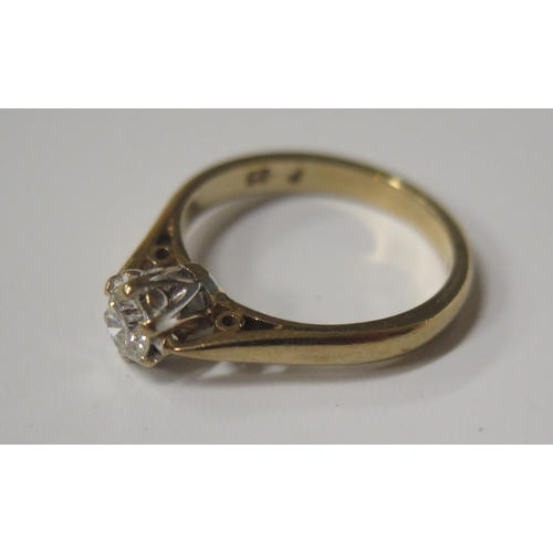 1726 - A 9ct Yellow Gold Solitaire Diamond Ring, .25ct, size J, 2.2g