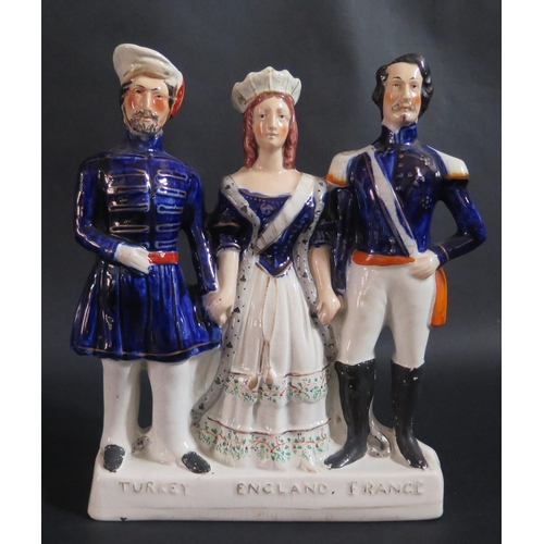 174 - A Victorian Staffordshire TURKEY ENGLAND FRANCE Figural Group: Sultan Abd-ul-Medjid, Sultan of Turke... 