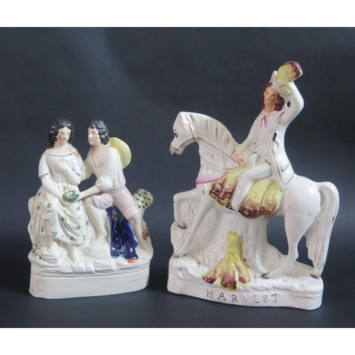 175 - A Victorian Staffordshire Flatback entitled HARVEST (19cm tall) and one other