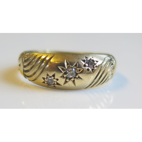 1797 - An Antique 18ct Gold and Diamond Three Stone Gypsy Ring, Birmingham 1902, size M.5, 3.7g