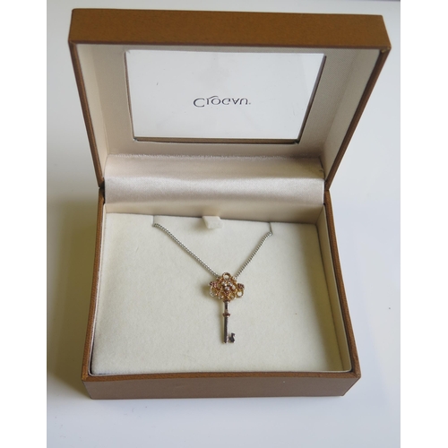 1817 - A Clogau 9ct Welsh Gold and Diamond Key Pendant (1.6g) on a Clogau 17.5