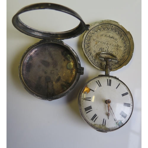 1837 - A George III Silver Pair Cased Pocket Watch with chain driven fusee movement, London 1808, Thomas & ... 
