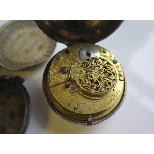 1837 - A George III Silver Pair Cased Pocket Watch with chain driven fusee movement, London 1808, Thomas & ... 