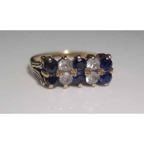 1845 - A 9ct Yellow Gold, Sapphire and White Stone Ring, size M, 2.6g