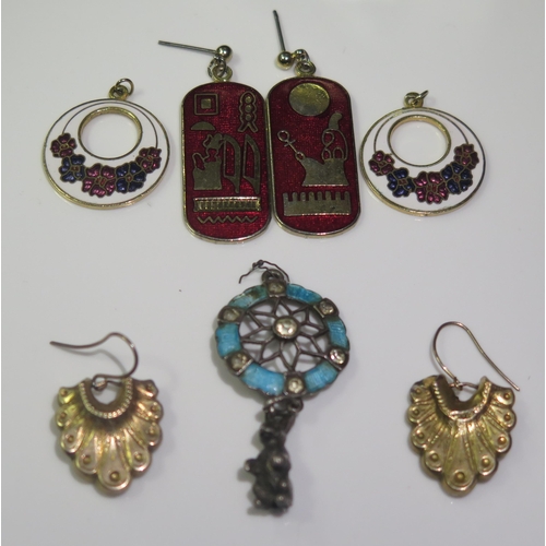 1883 - A Pair of Unmarked Gold Earrings (c. 26mm drop, 1.9g) and other oddments