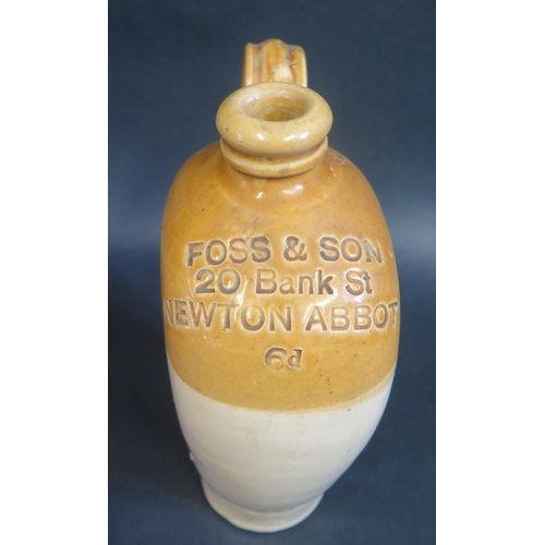 195 - A Stoneware Flagon impressed 'FOSS & SON 20 Bank St NEWTON ABBOTT 6d', 25cm

**TEL BID**