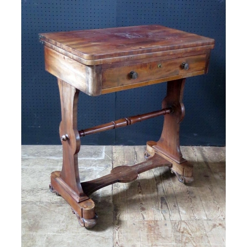 216 - Antique Chessboard Top Table.  With folding swivel Top, inlaid with inlaid chessboard.  Single drawe... 