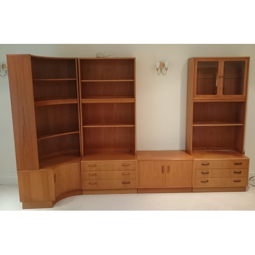 221 - Three Part G-Plan Corner Unit.  Central Corner Unit with Shelves and Cupboard.  Two outer units with... 