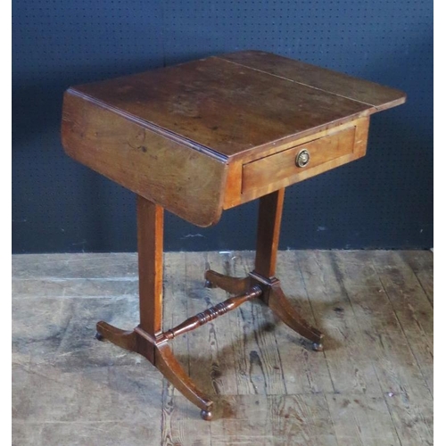 242 - Antique Wood Drop Leaf Table.  With central Drawer and drop down ;leaves either side.  H. 85cm, W. E... 