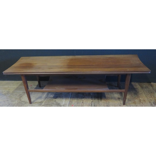 243 - A Teak Retro Coffee Table.  With lower shelf.  L. 121cm, H. 36cm, W. 41cm