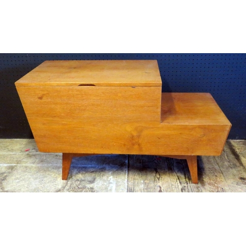 244 - Vintage Vanson Wood Storage Box Side Table.  With hinged Lid, two drawers on one end.  L. 75cm, H. 4... 