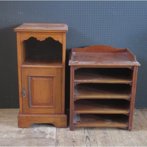 245 - Antique Wood Pot Cupboard.  H. 78cm, W. 38cm, D. 38cm & A Antique Wood Unit Contaigning Four Shelves... 