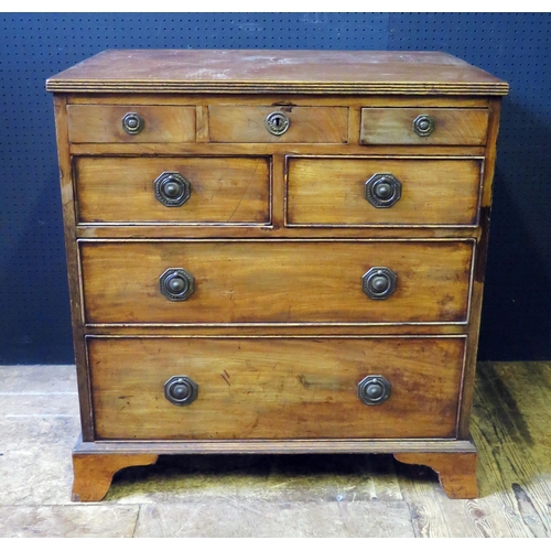 249 - Antique Wood Chest of Drawers.  Five small drawers above two.  H. 81cm, W. 80cm, D. 53cm.