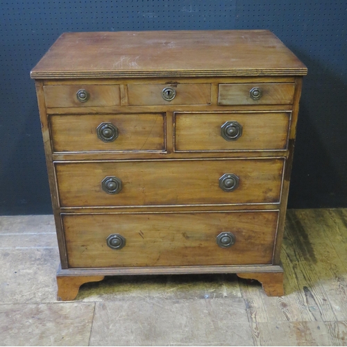 249 - Antique Wood Chest of Drawers.  Five small drawers above two.  H. 81cm, W. 80cm, D. 53cm.