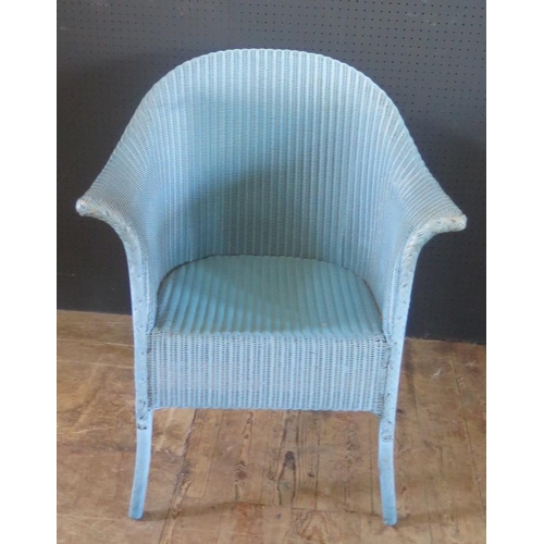 259 - Lloyd Loom style Chair.  Painted Blue.