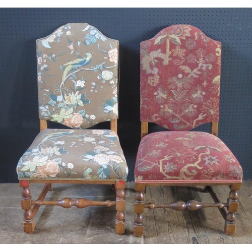 265 - Matched Pair of Victorian Hall Chairs.  Upholstered Seats and Backs.