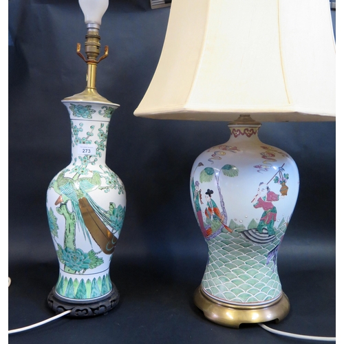 273 - A Modern Hong Kong Made Porcelain Lamp, 59cm overall height & A Chinese Republican Period Porcelain ... 