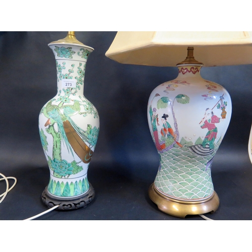 273 - A Modern Hong Kong Made Porcelain Lamp, 59cm overall height & A Chinese Republican Period Porcelain ... 