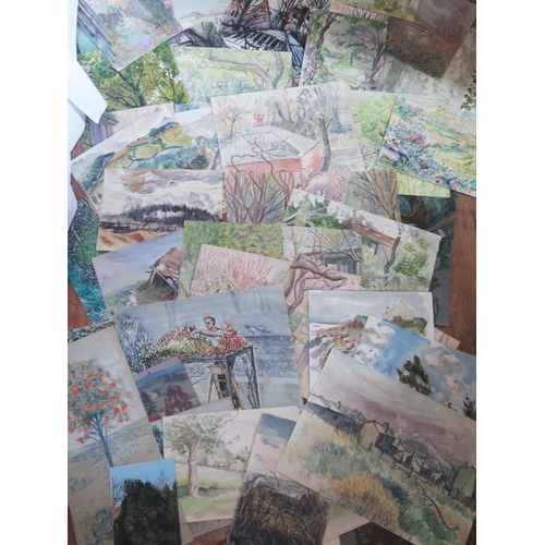 28 - A Portfolio of Original Unframed Paintings by Gwendolen R. Jackson, British, French and Irish Countr... 