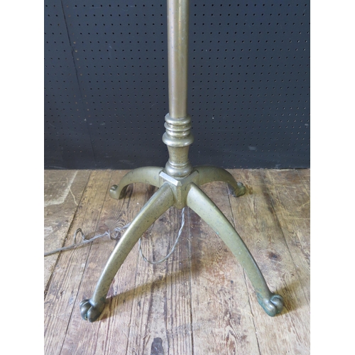 284 - Adjustable Brass Standard Lamp on four Paw Feet.