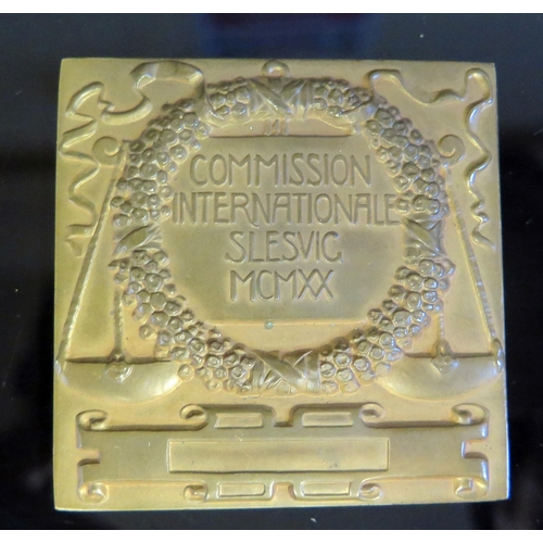295 - A Rare Danish Commission Internationale Slesvic 1920 Plaquette in bronze by Harald Slott-Møller, 53x... 