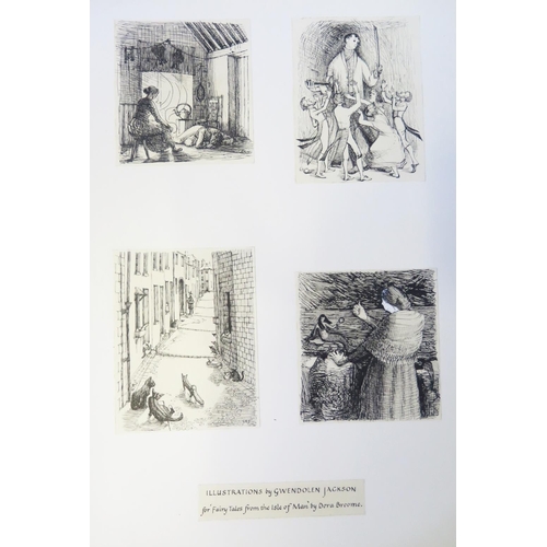 31 - A Portfolio of Pen Drawings and Illustrations by Gwendolen Jackson, some signed, largest 58 x38cm