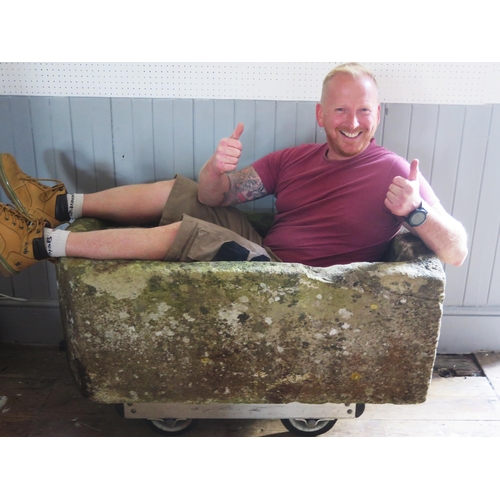 328 - Large Stone Trough with Drainage Holes to Base.  107cm long, 62cm wide, 42cm deep