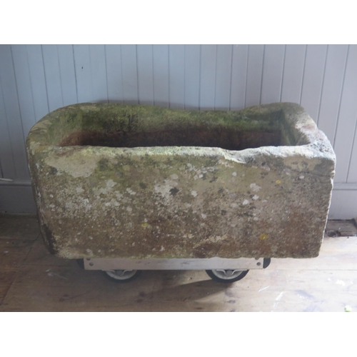 328 - Large Stone Trough with Drainage Holes to Base.  107cm long, 62cm wide, 42cm deep