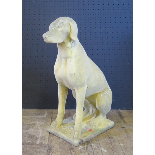 332 - Composite Stone Garden Figure of a Seated Dog.  71cm tall.