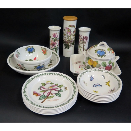 358 - A Selection of Portmeirion Botanic Garden Ceramics and Royal Crown Derby Black Aves fruit bowl